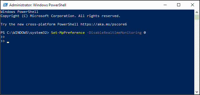 Enable MS defender with Powershell