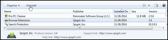 uninstall search protection