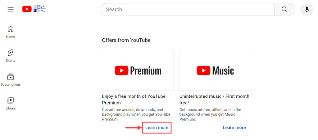 YT premium learn more
