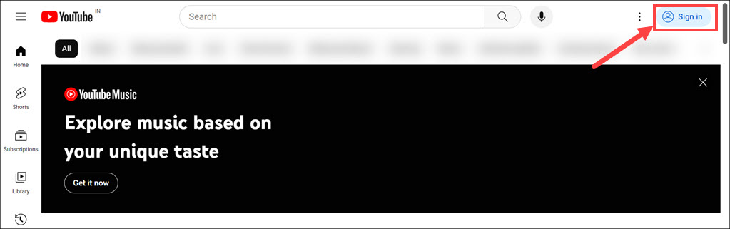 sign in with your YT account